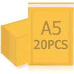 Asfasfq - lot de 20 enveloppes autocollantes a5 a bulles avec bande de protection easytear (jaune)