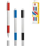 Asfasfq - iq papeterie lego - pack de 3 stylos gel - rouge, bleu, noir