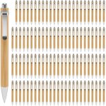 Asfasfq - tagtight 100 pcs stylos a bille rtractables en bois, bambou personnalisable, encre bleue pour ...