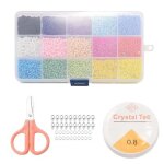 Assortiment de perles de rocaille en verre, 9000 pi�ces, 15 couleurs, artisanat, poney pastel, kit assorti ...
