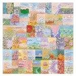 Autocollants kawaii de peinture a l'huile de fleurs et de plantes, papeterie cor�enne, d�cor de dessin ...