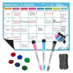 Autocollant magn�tique pour r�frig�rateur, format a3, calendrier mensuel, tableau blanc avec 3 stylos ...