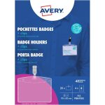Avery 10 pochettes badges transparentes avec tours de cou noirs 16 inserts 90 x 60 mm impression laser ...