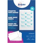 Avery pochette de 200 inserts imprimables pour badges. en carte blanche 190g / m. format 90 x 54 mm. ...