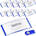 Badge aimant, 12 pcs badges nominatifs magntiques, 45 * 13mm badges magntiques avec 2 aimants puissants, ...