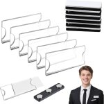 Badge aimant, lot de 6 badges nominatifs magntiques adhsifs en acrylique avec aimant a 3 points s ...