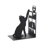Balvi - support de livre  chat pcheur  en mtal noir
