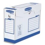 Bankers box bote archives dos de 15 cm heavy duty. montage manuel, en carton blanc / bleu.