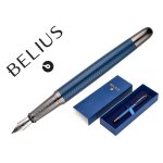 Belius stylo - plume neptuno aluminium texture ondulee attributs gun encre bleue coloris bleu marine ...