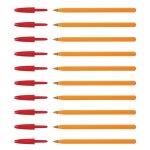Bic lot de 10 stylos bille orange pointe fine 0, 7mm encre rouge