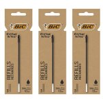 Bic lot de 3 etuis de 3 recharges pour stylo bille cristal renew pointe moyenne noire