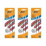Bic lot de 3 packs 2 recharges pour stylo - bille 4 colours smooth s bleu