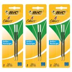 Bic lot de 3 packs 2 recharges pour stylo bille 4 couleurs pointe moyenne 1 mm verte