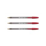 Bic lot de 3 stylos a bille cristal pointe large 1, 6mm rouge