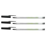 Bic lot de 3 stylos a bille ecolutions round stic corps transparent glac� noir