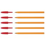 Bic lot de 5 stylos bille orange pointe fine 0, 7mm encre rouge