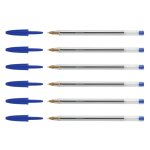 Bic lot de 6 stylos bille cristal rechargeable pointe moyenne bleu