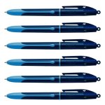 Bic lot de 6 stylo - billes r�tractable 4 colours smooth drop s bleu fonc�