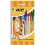 Bic cristal - pochette de 10 stylos a bille - pointe moyenne - corps plastique transparent - 4 couleurs ...