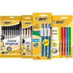 Bic kit les essentiels , 3 stylos 4 couleurs, 5 highlighter surligneurs, 14 cristal original stylos - ...