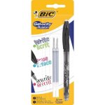 Bic pack de stylo roller encre gel effacable + 2 recharges gelocity illusion - noir