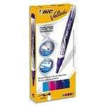 Bic pochette 4 feutres velleda liquid ink ogive 4, 5mm. couleur : violet, bleu fonc, bleu turquoise, ...
