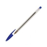 Bic stylo a bille bleue cristal pointe moyenne corps transparent a capuchon