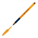 Bic stylo a bille fine moyenne encre noire avec grip a la couleur de l'encre orange grip