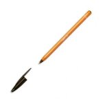 Bic stylo a bille pointe fine encre noire corps plastique orange a capuchon orange