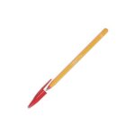 Bic stylo a bille pointe fine encre rouge corps plastique orange a capuchon orange