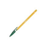 Bic stylo a bille pointe fine encre verte corps plastique orange a capuchon orange