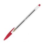 Bic stylo a bille rouge cristal pointe moyenne corps transparent a capuchon