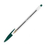 Bic stylo a bille verte cristal pointe moyenne corps transparent a capuchon
