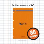 Bloc notes - a4 + - 21x31, 8 cm - petits carreaux - 80 feuilles - master