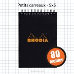 Bloc notes - a6 - 10, 5 x 14, 8 cm - petits carreaux - 80 feuilles - noir - avec spirale - rhodia