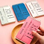 Bloc - notes avec mots anglais, 4 pices, papeterie crative, livre a bobine, dessin anim, chat, vocabulaire, ...