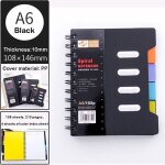 Bloc - notes noir b5 / a5 / a6 pour carnet de notes, spirale, sparateur de livre, etiquette d'index, ...