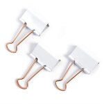 Boite de 80 pinces double - clip, (l)19mm, blanc / or rose