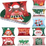 Boite cadeau (12 x 7. 5 cm), 20pcs boite papier kraft th�me de noel bo�tes a bonbons avec autocollants ...