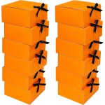 Bote cadeau en papier kraft, orange, 20 x 20 x 10 cm, lot de 12, pour mariage, anniversaire, nol, emballage, ...
