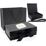 Boite cadeau vide avec couvercle , grande boite cadeaux pliable noir , avec remplissage , ruban , sacs ... Boite cadeau vide avec couvercle , grande boite cadeaux pliable noir , avec remplissage , ruban , sacs ...
