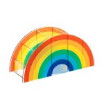 Bo�te de rangement en acrylique de grande capacit�, etui a crayons portable en forme d'arc - en - ciel, ...