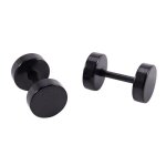 Boucles d'oreilles en acier, faux ecarteur noir 6mm