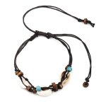 Bracelets de cheville en pierre naturelle de coquillage de mer pour femmes, bijoux de plage en perles ...