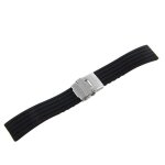 Bracelet de montre en caoutchouc de silicone noir, avec boucle de dploiement, etanche, 22mm