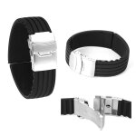 Bracelet de montre etanche en silicone, noir