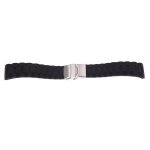 Bracelet de montre etanche en silicone noir, fermoir de ceinture de plonge 20 mm