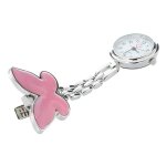Broche d'infirmi�re rose, mouvement a quartz, noeud papillon, pendentif de tunique, montre