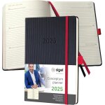 C2508 agenda semainier 2025, a5, couverture rigide, noir, rouge - conceptum