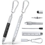 Cadeau homme, stylo multifonction 6 en 1, 2pcs stylo a bille multifonction avec boucle ronde, cadeaus ...
